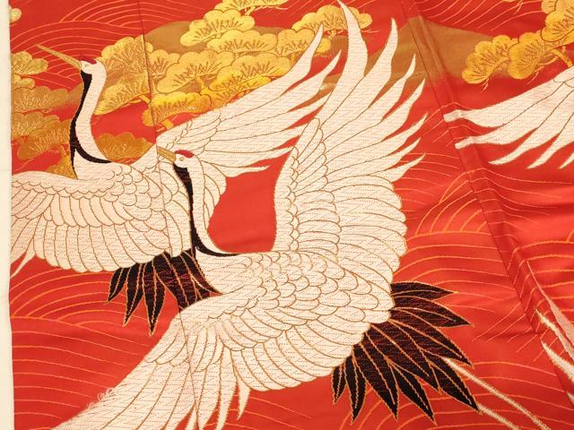 平和屋本店●色打掛 和装 婚礼 結婚式 花嫁 神社挙式 唐織 飛鶴山重ね松文 金糸 逸品 AABM0848fw