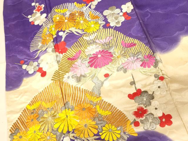平和屋本店●お引きずり・お引き摺り・引き振袖 和装 結婚式 舞妓 芸妓 芸者 衣装 吉祥枝花文 金銀糸 逸品 AABM0850fw
