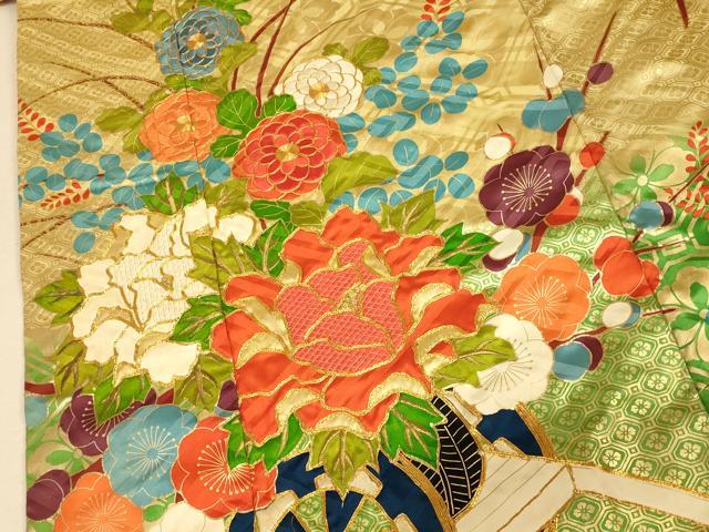 平和屋本店●色打掛 和装 婚礼 結婚式 花嫁 神社挙式 駒刺繍 吉祥花車文 暈し染め 金糸 金彩 逸品 AABM0851fw