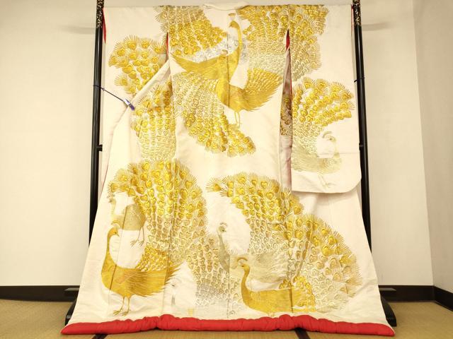 平和屋本店●色打掛 和装 婚礼 結婚式 花嫁 神社挙式 刺繍 孔雀文 金銀糸 逸品 AABM0871fw