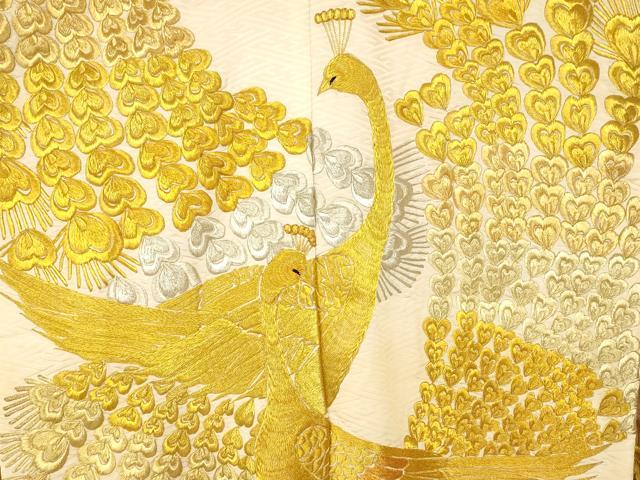 平和屋本店●色打掛 和装 婚礼 結婚式 花嫁 神社挙式 刺繍 孔雀文 金銀糸 逸品 AABM0871fw