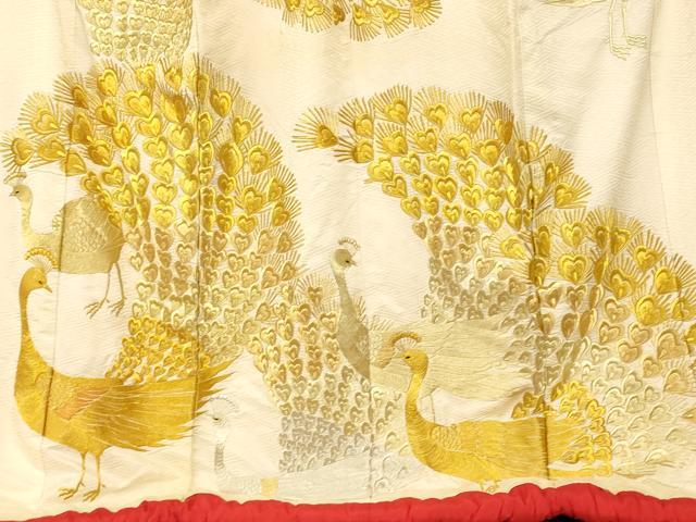 平和屋本店●色打掛 和装 婚礼 結婚式 花嫁 神社挙式 刺繍 孔雀文 金銀糸 逸品 AABM0871fw