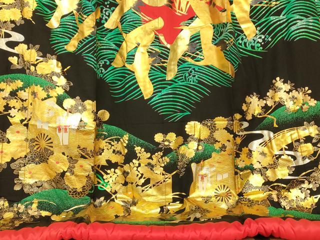 平和屋本店●本手描友禅作家 秋山章 色打掛 和装 婚礼 結婚式 花嫁 神社挙式 飛鶴御所車草花文 金銀糸 逸品 AABM0881fw