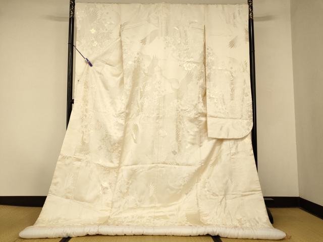平和屋本店●白打掛 白無垢 和装 婚礼 結婚式 花嫁 神社挙式 唐織 飛鶴道長草花文 逸品 AABM0887fw