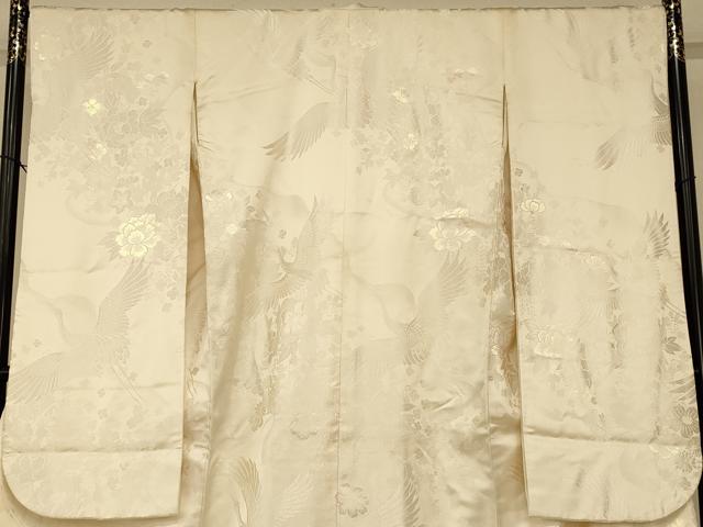 平和屋本店●白打掛 白無垢 和装 婚礼 結婚式 花嫁 神社挙式 唐織 飛鶴道長草花文 逸品 AABM0887fw