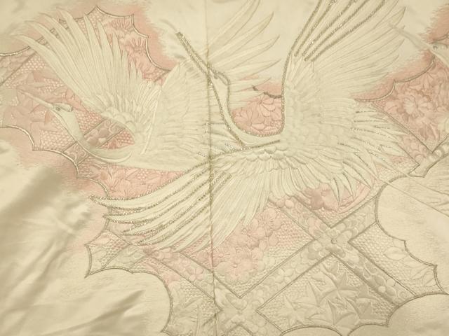 平和屋本店●お引きずり・お引き摺り 訪問着 和装 舞台 舞妓 芸妓 芸者 衣装 刺繍 飛鶴天井笹梅文 ラインストーン 銀糸 逸品 AABM0893fw