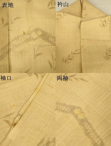 平和屋着物*夏物 二代目 川村久太郎 訪問着 生紬 紗 絞り 草葉文 正絹 逸品 AABM1006jd