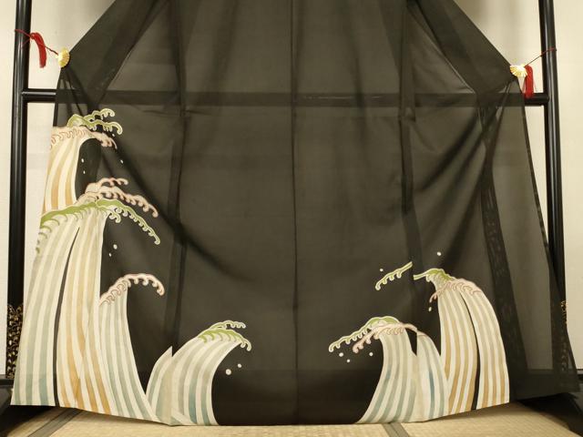 平和屋着物*夏物 黒留袖 絽 立波文 正絹 逸品 AABM1020jd