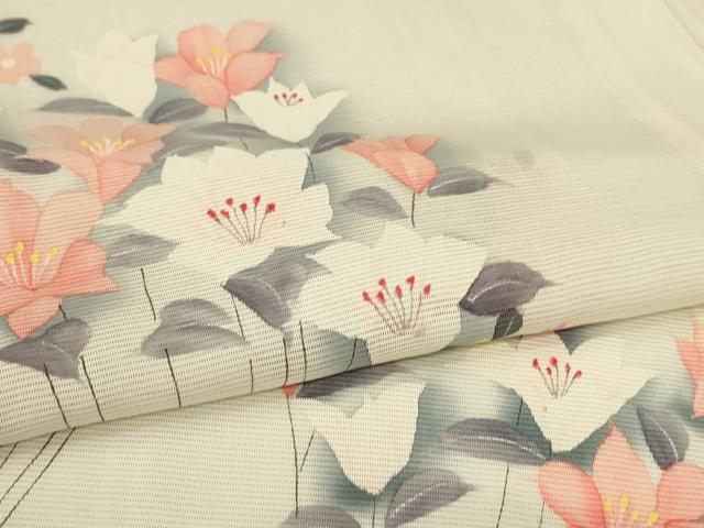 平和屋着物*夏物 訪問着 絽 手描き 草花文 正絹 逸品 AABM1030jd