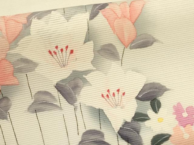 平和屋着物*夏物 訪問着 絽 手描き 草花文 正絹 逸品 AABM1030jd