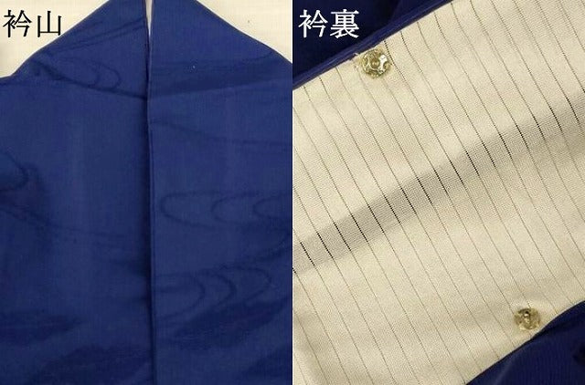 平和屋着物*夏物 色無地 縦絽 流水舞葉紋紗 留紺色 正絹 逸品 AABM1047jd