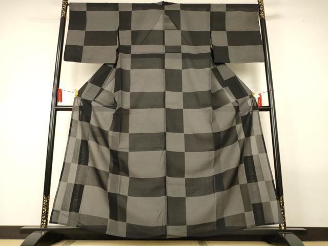 平和屋着物*夏物 夏大島 市松文様 正絹 逸品 AABM1056jd