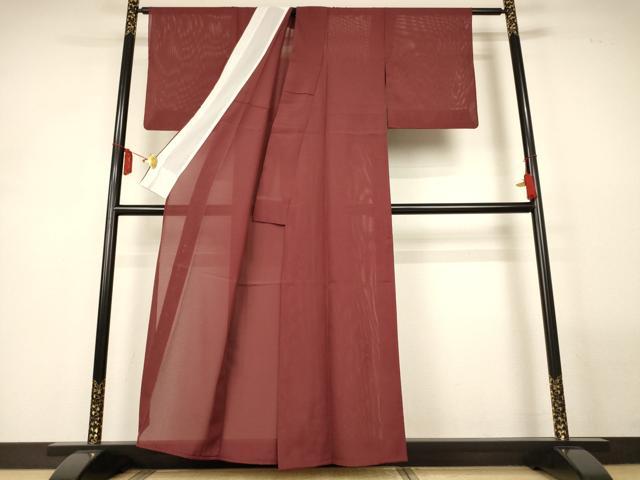 平和屋着物*夏物 色無地 絽 小豆色 洗える着物 AABM1060jd