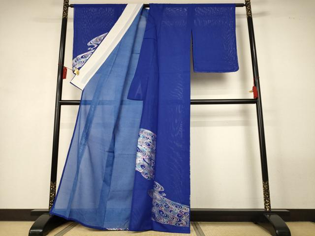 平和屋着物*夏物 訪問着 絽 抽象文様 銀彩 正絹 逸品 AABM1063jd