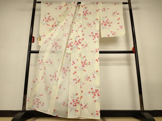 平和屋着物*夏物 小紋 絽 舞花文 正絹 逸品 AABM1075jd
