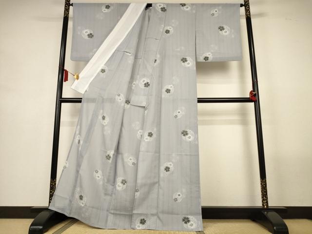 平和屋着物*夏物 小紋 紗 花丸文 洗える着物 AABM1090jd