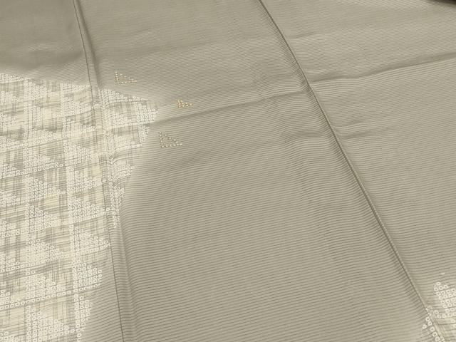 平和屋着物*夏物 訪問着 絽 刺繍 幾何学文様 暈し染め 金銀糸 銀彩 正絹 逸品 AABM1093jd