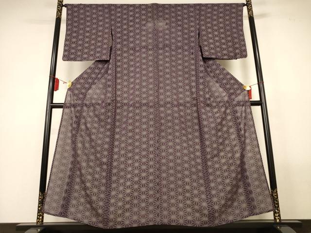 平和屋着物*夏物 小紋 絽 麻の葉文様 正絹 逸品 AABM1095jd