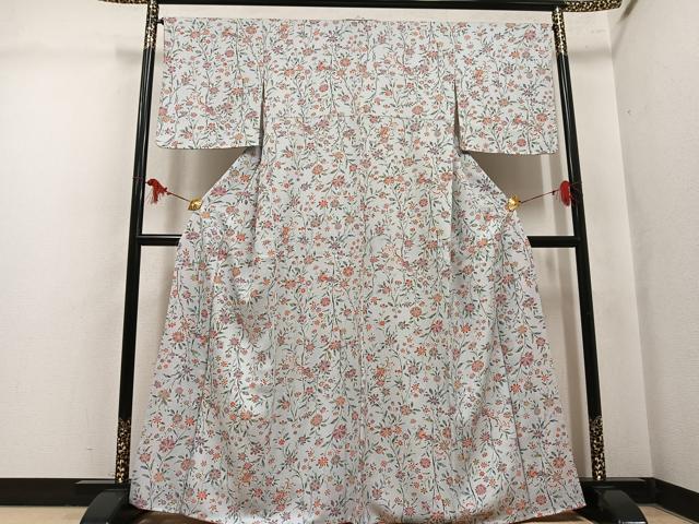 平和屋着物●上質な小紋 草花文 正絹 逸品 未使用 AABM1132ph