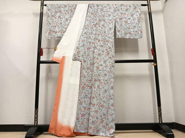 平和屋着物●上質な小紋 草花文 正絹 逸品 未使用 AABM1132ph