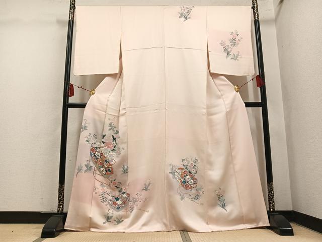平和屋着物●訪問着 花文箱文 暈し染め 正絹 逸品 AABM1133ph