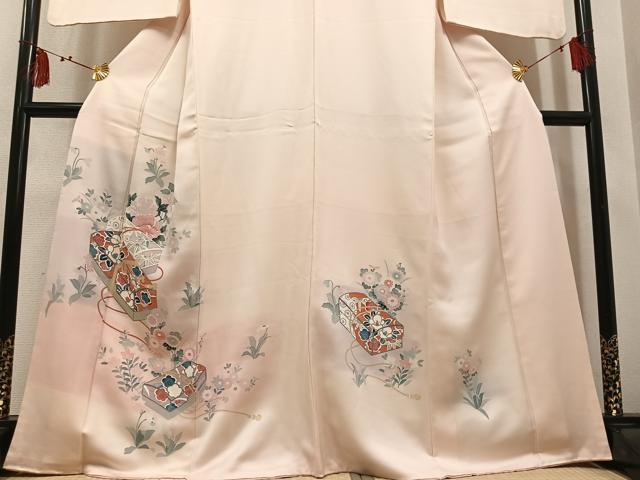 平和屋着物●訪問着 花文箱文 暈し染め 正絹 逸品 AABM1133ph