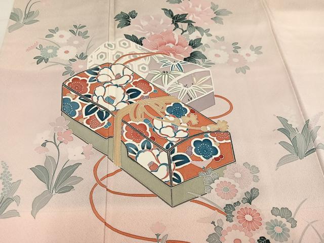 平和屋着物●訪問着 花文箱文 暈し染め 正絹 逸品 AABM1133ph