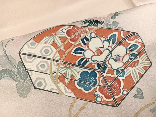 平和屋着物●訪問着 花文箱文 暈し染め 正絹 逸品 AABM1133ph