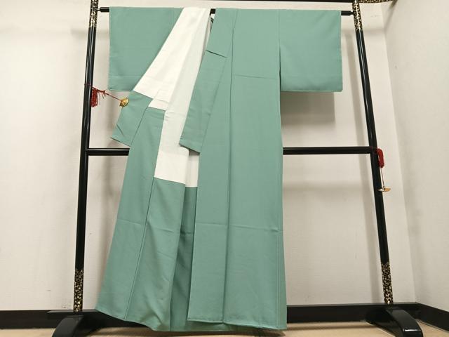 平和屋着物●上質な色無地 千草色 正絹 逸品 未使用 AABM1141ph