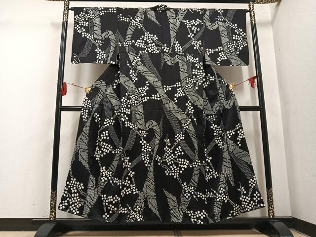平和屋着物●上質な小紋 総絞り 枝花文 正絹 逸品 AABM1144ph