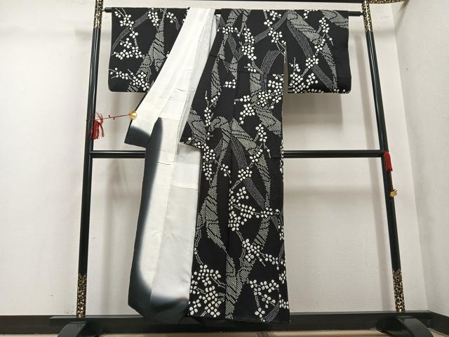 平和屋着物●上質な小紋 総絞り 枝花文 正絹 逸品 AABM1144ph