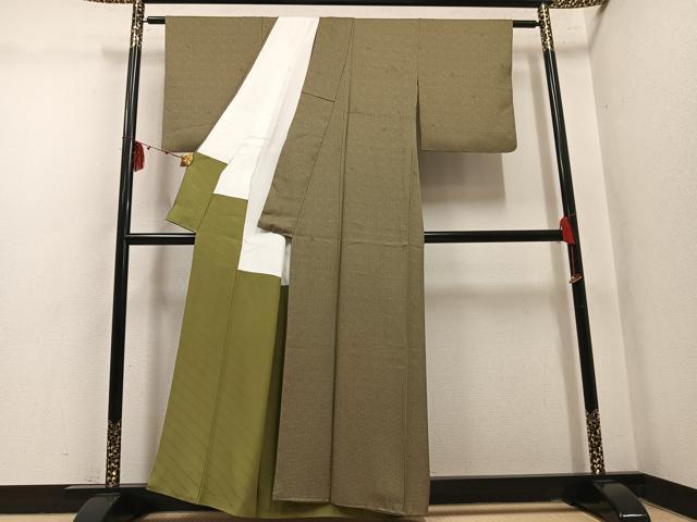 平和屋着物●上質な小紋 格子 正絹 逸品 AABM1154ph