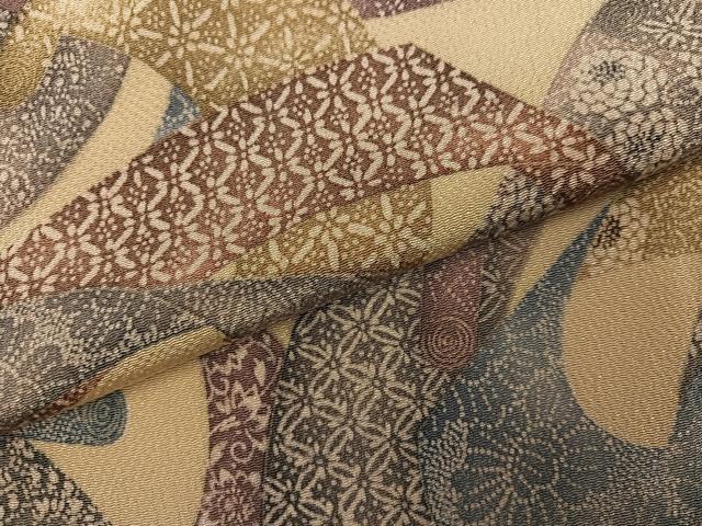 平和屋着物●上質な小紋 型染め 草花文 鬼しぼ縮緬 正絹 逸品 AABM1159ph