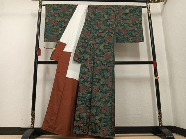 平和屋着物●本場大島紬 草花文 正絹 逸品 未使用 AABM1186ph