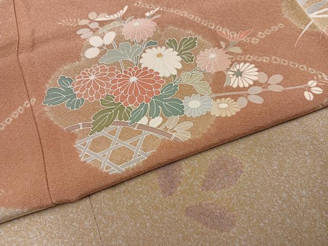 平和屋着物●訪問着 絞り 草花文 正絹 逸品 AABM1190ph