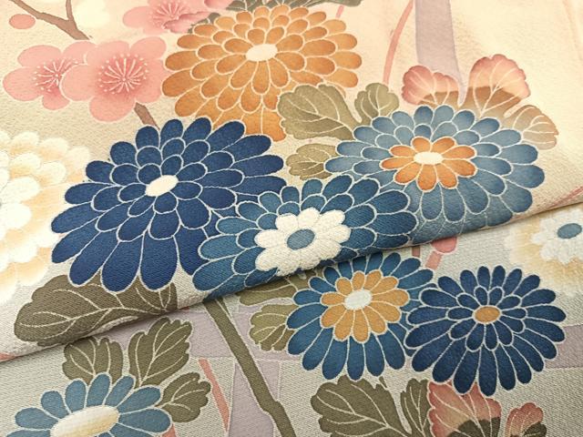 平和屋着物●訪問着 友禅 枝花文 暈し染め 正絹 逸品 AABM1197ph