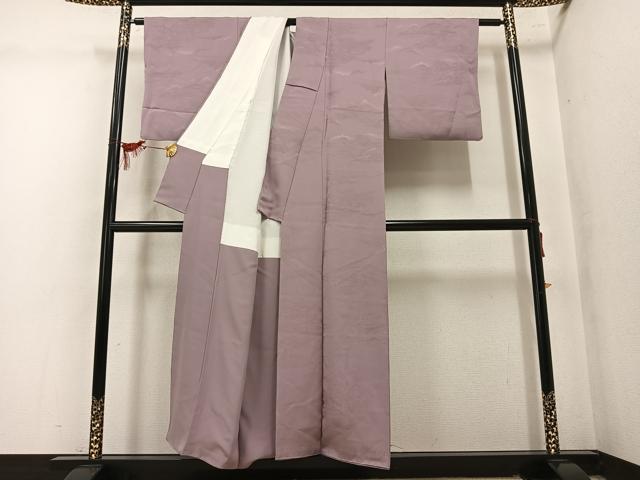 平和屋着物●上質な色無地 風景地紋 赤白橡色 正絹 逸品 AABM1198ph
