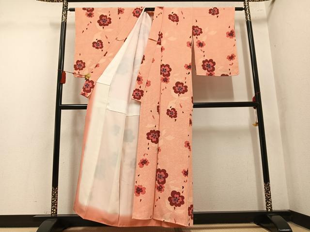 平和屋着物●上質な小紋 舞花文 正絹 逸品 未使用 AABM1207ph