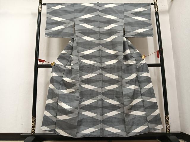 平和屋着物●上質な紬 幾何学文様 正絹 逸品 AABM1210ph