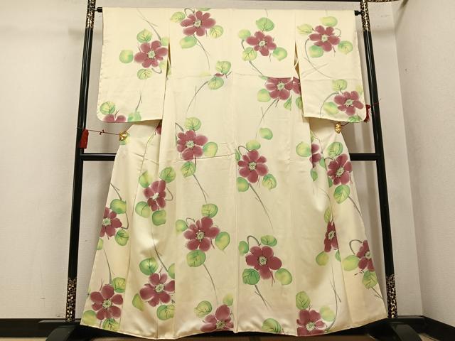 平和屋着物●上質な小紋 草花文 正絹 逸品 未使用 AABM1211ph
