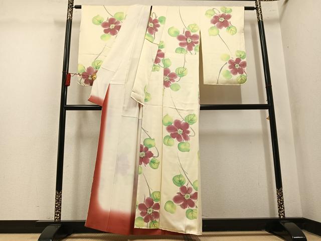 平和屋着物●上質な小紋 草花文 正絹 逸品 未使用 AABM1211ph