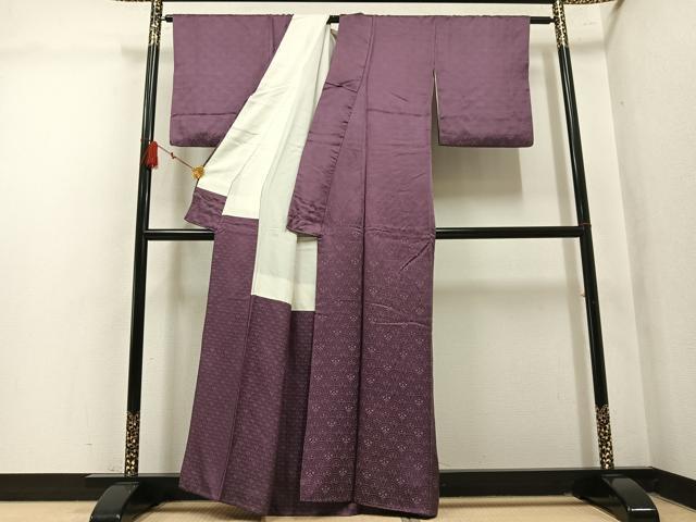 平和屋着物●上質な色無地 青海波地紋 宗伝唐茶色 正絹 逸品 AABM1215ph