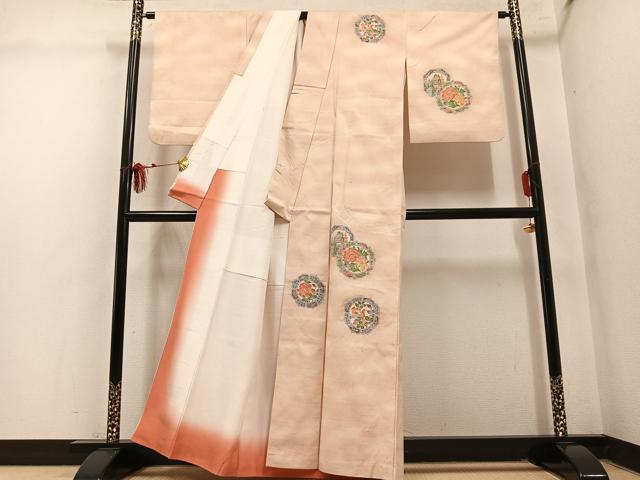 平和屋着物●訪問着 紬地 花鳥文 正絹 逸品 AABM1216ph