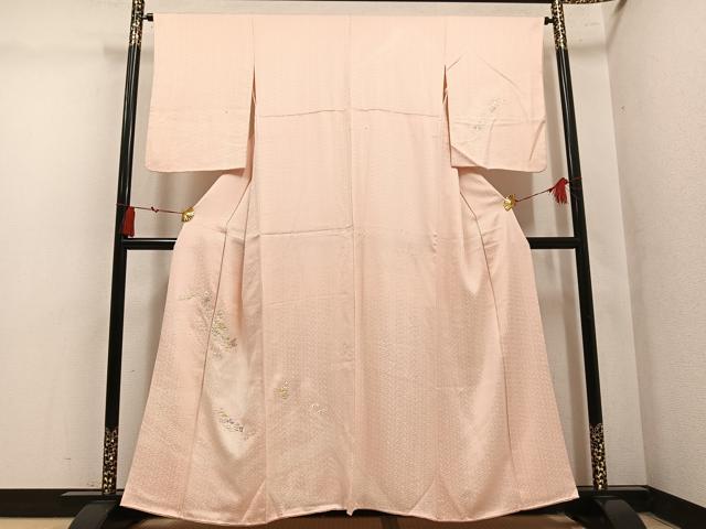 平和屋着物●訪問着 絞り 刺繍 草花文 正絹 逸品 AABM1217ph
