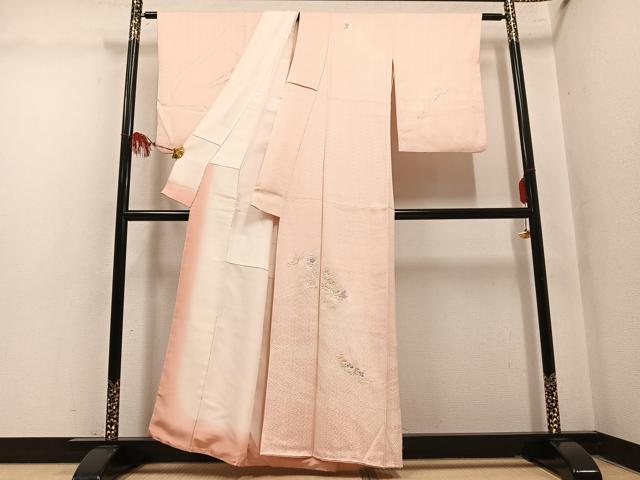 平和屋着物●訪問着 絞り 刺繍 草花文 正絹 逸品 AABM1217ph
