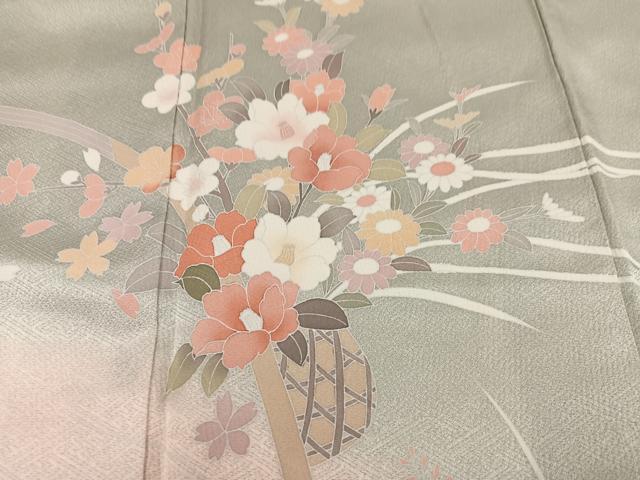 平和屋着物●訪問着 枝花文 暈し染め 正絹 逸品 AABM1251ph