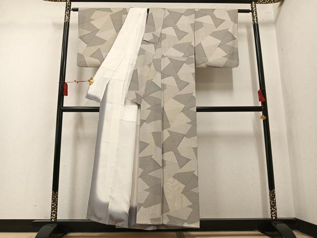 平和屋着物●上質な小紋 幾何学文様 正絹 逸品 AABM1256ph