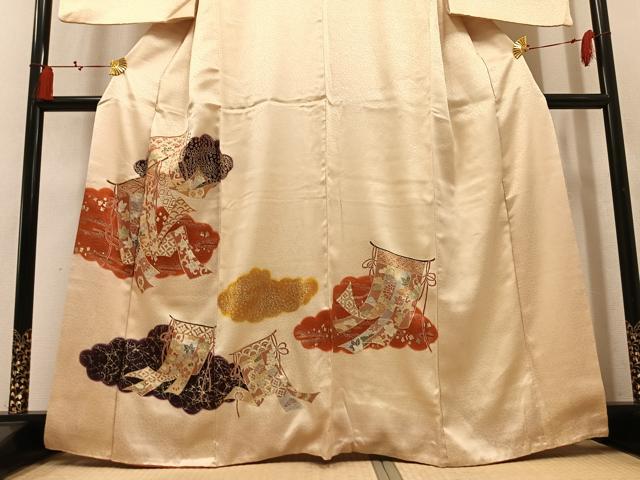 平和屋着物●訪問着 駒刺繍 几帳花文 暈し染め 金彩 三越扱い 正絹 逸品 AABM1258ph