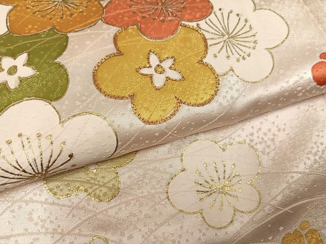 平和屋着物●訪問着 駒刺繍 梅 金彩 正絹 逸品 AABM1259ph