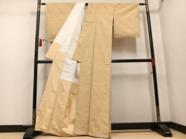 平和屋着物●上質な紬 色無地 枯色 正絹 逸品 AABM1260ph